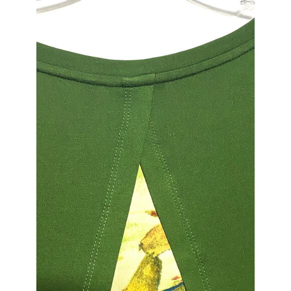 Lori Goldstein LOGO Modal Blend Green Shirt Colorful Sheer Back Panel Womens L - Picture 4 of 7